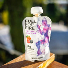 Load image into Gallery viewer, Fuel For Fire - Variety Pack with All 6 Flavors (10 Pack) Including New Mixed Berry! Fruit & Protein Smoothie Squeeze Pouch | Gluten-Free, Soy-Free, Kosher (4.5 ounce pouches)